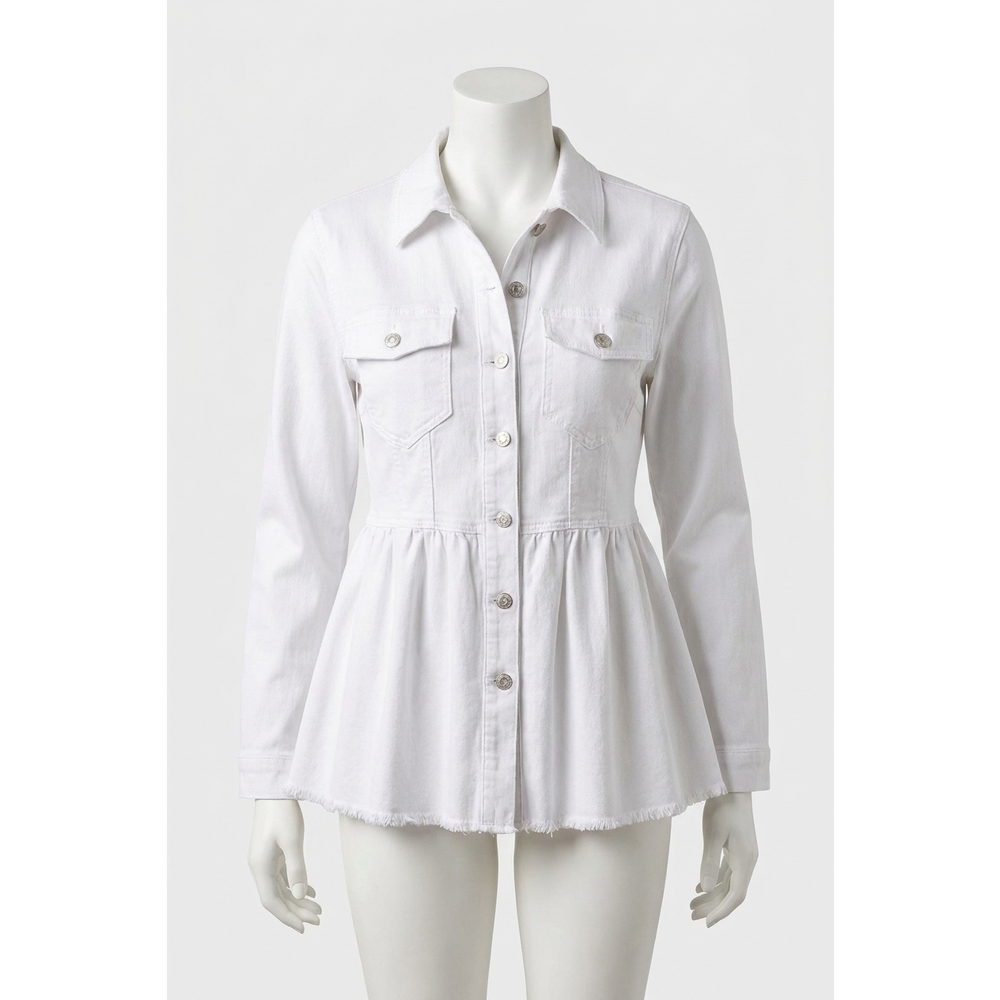 NEW TRIBAL pax peplum denim jacket in white